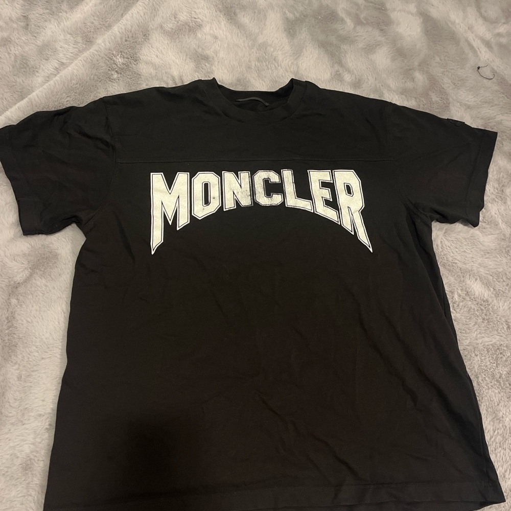 Moncler Black Tee with White Logo